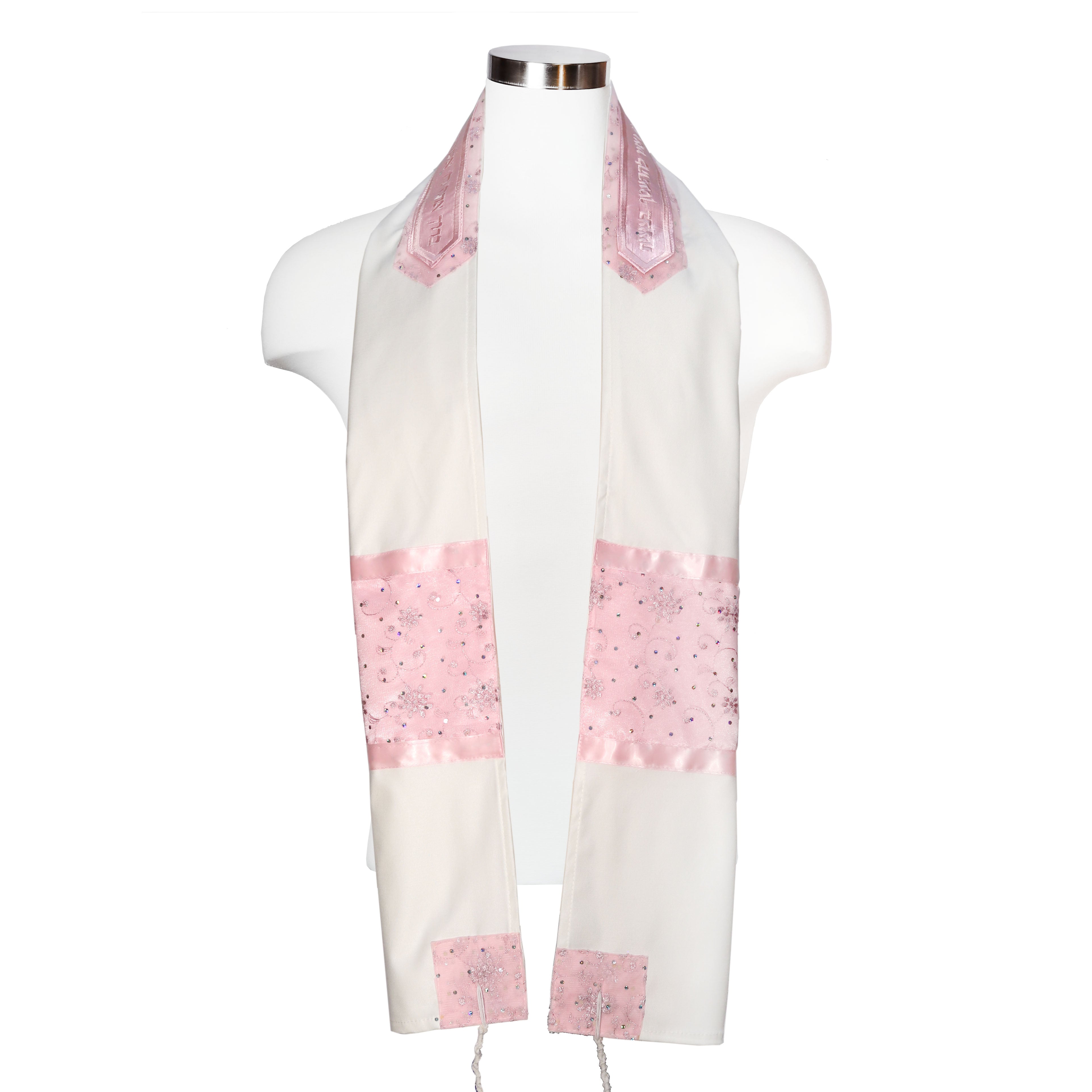 Tallit Set Pink Sparkly Flowers