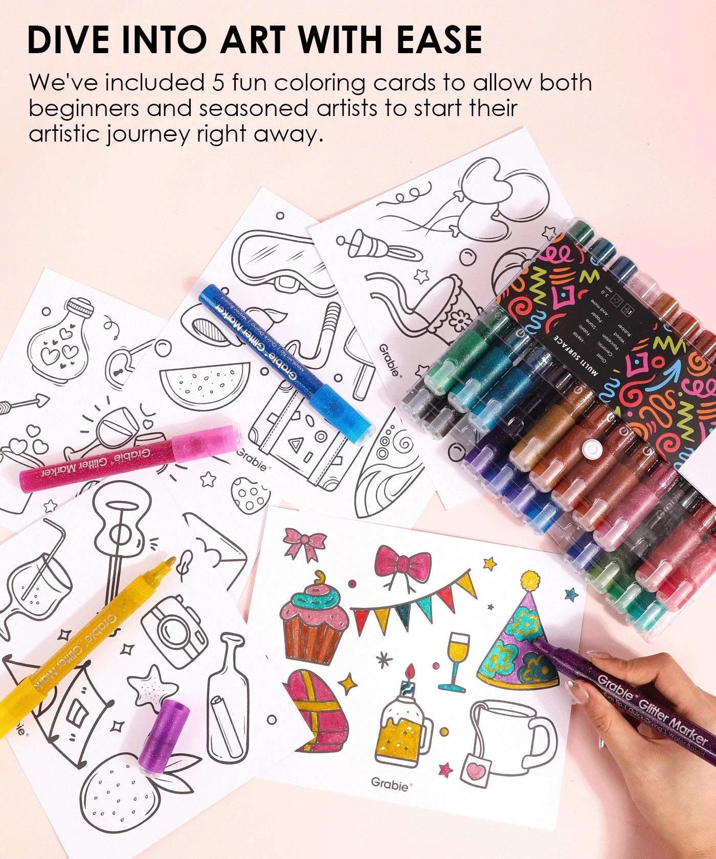 Iridescent Glitter Acrylic Paint Marker Set Of 24