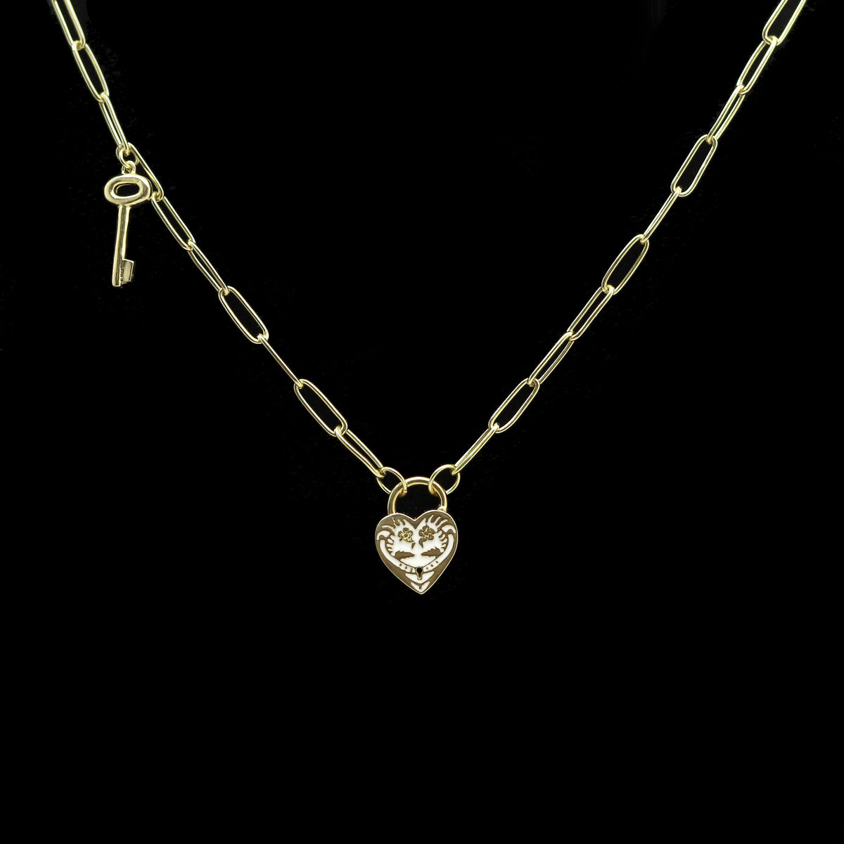 Gembok Enameled Heart Necklace