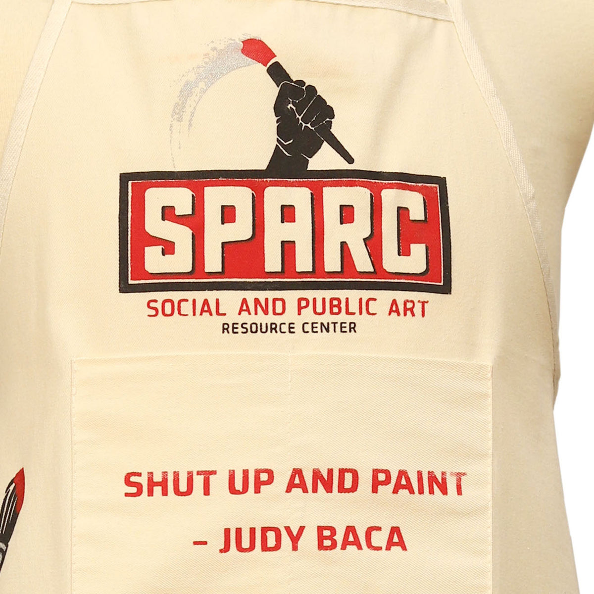 SPARC Screen Printed Apron with Judy Baca Quote