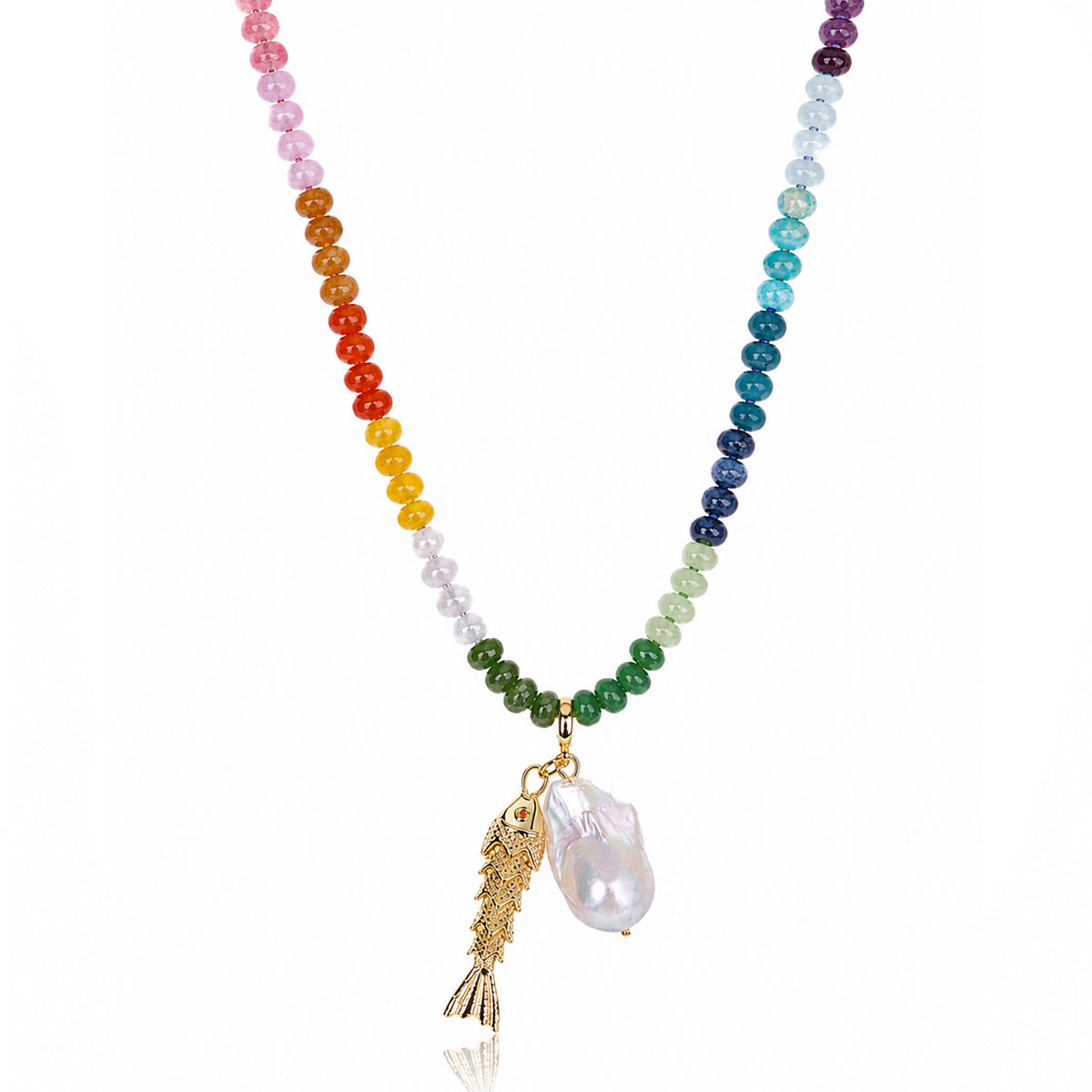 Gemstone Necklace with Sea Life Charms