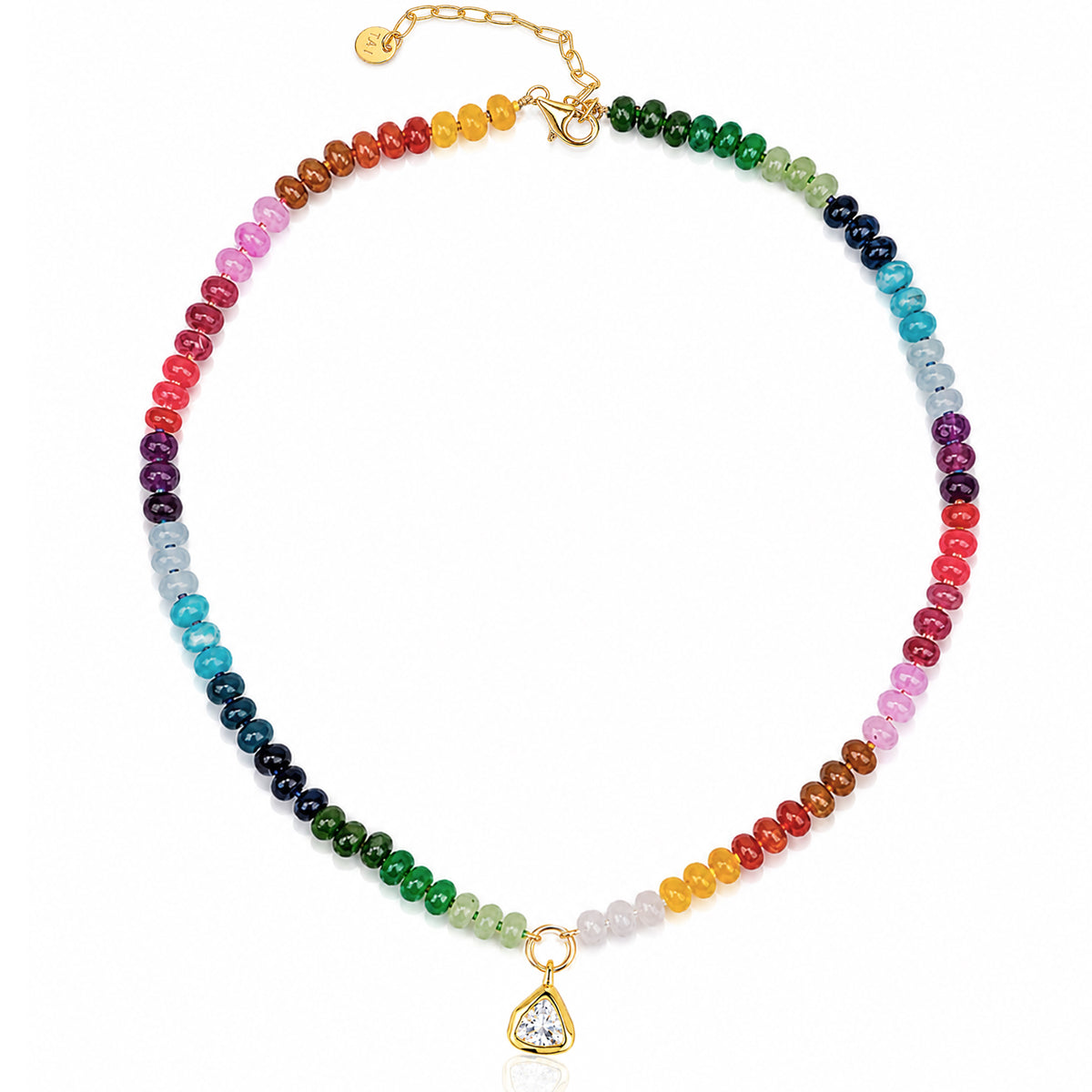 Rainbow Gemstone Necklace with Organic Cubic Zirconia