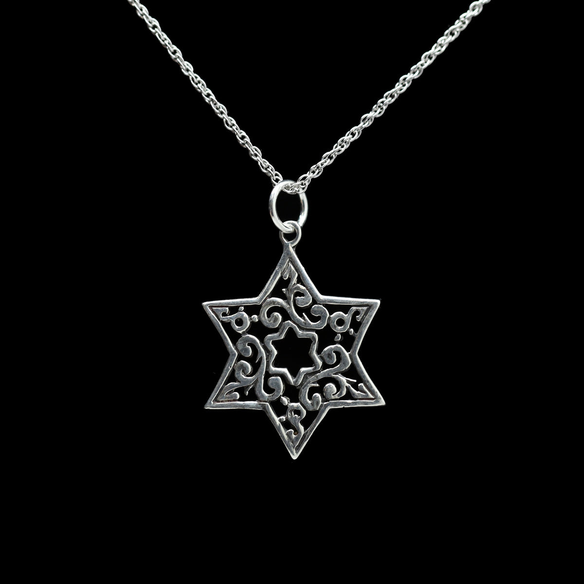 Sterling Filigree Star of David Necklace