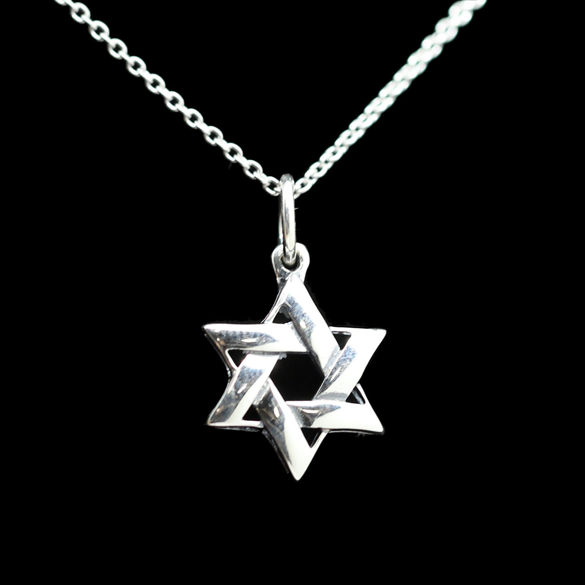 Sterling Woven Star of David Oxidized Necklace