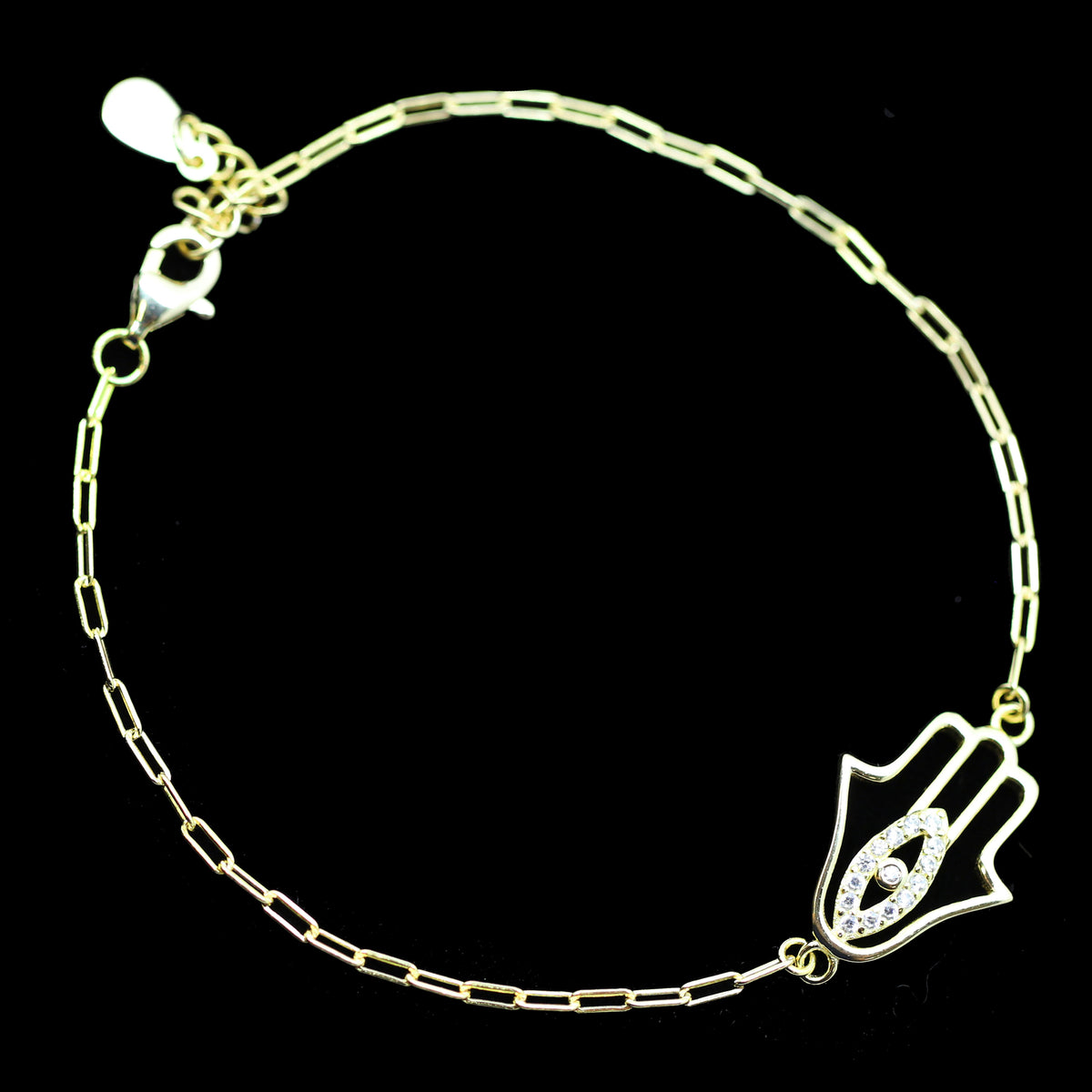 Vermeil Hamsa with Cubic Zirconia Bracelet