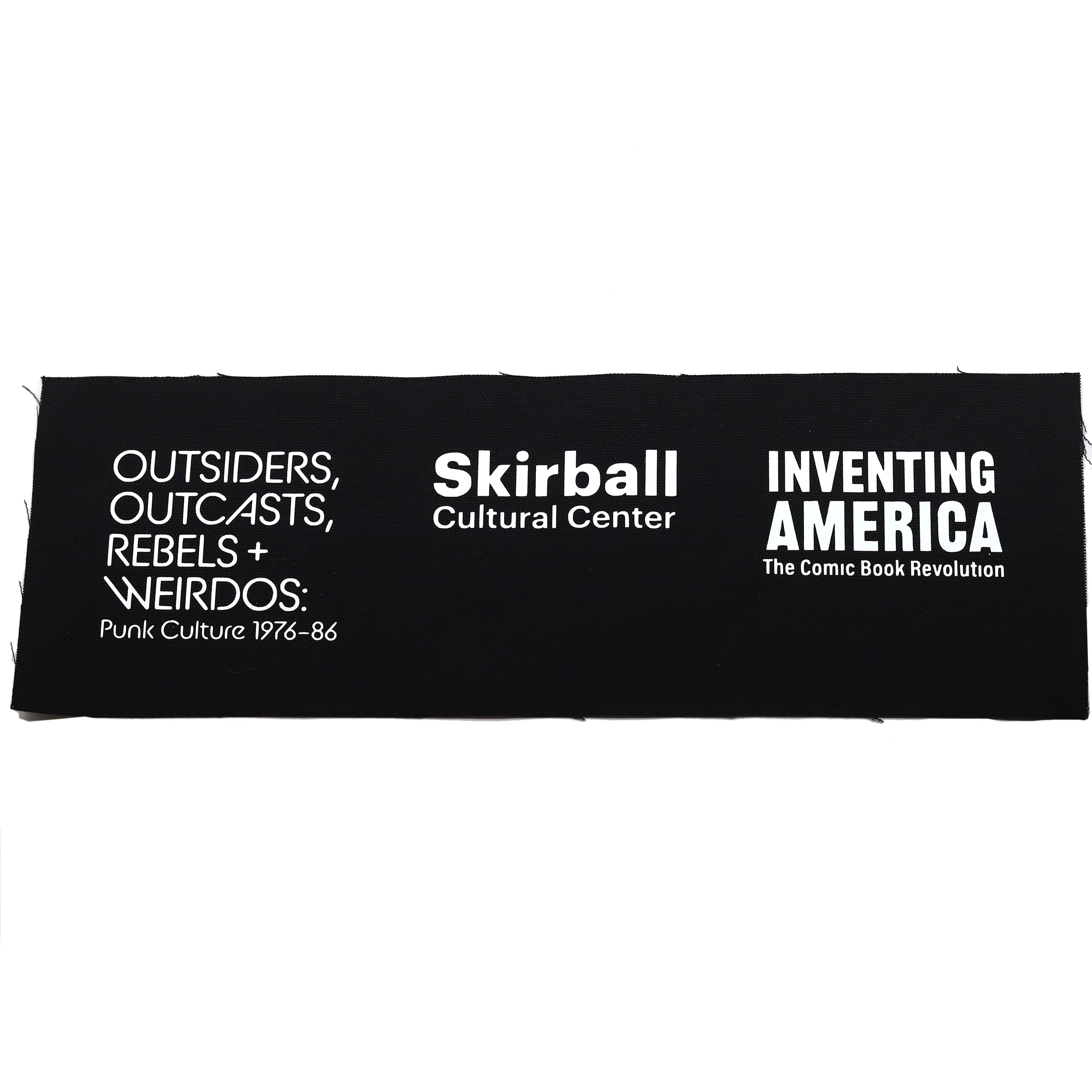 Black banner with white text featuring Skirball Cultural Center and event names.