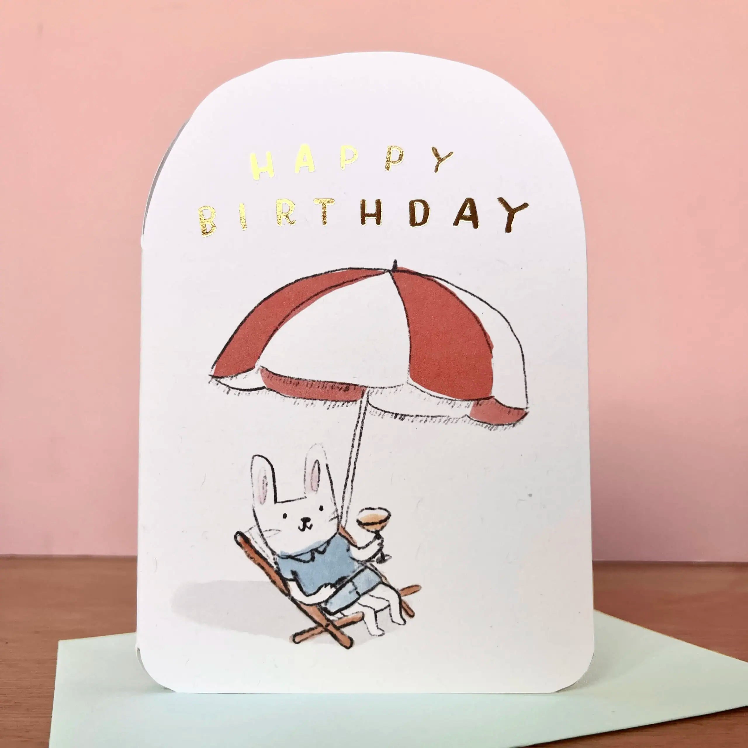 Parasol Bunny Birthday Greeting Card