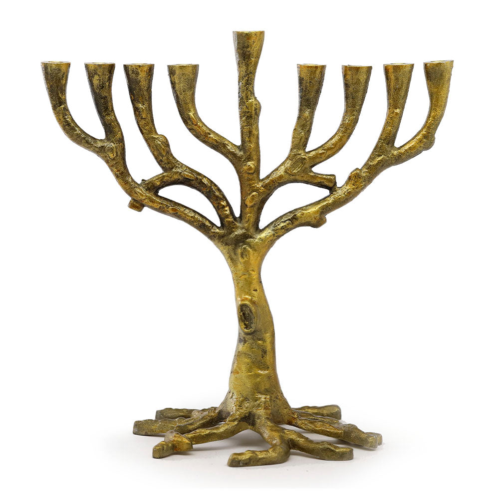 Rustic Gold Tree of Life Hanukkia