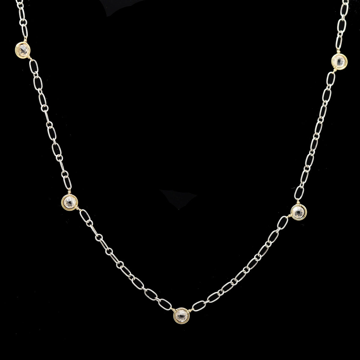Encircle Cubic Zirconia Mixed Metal Necklace