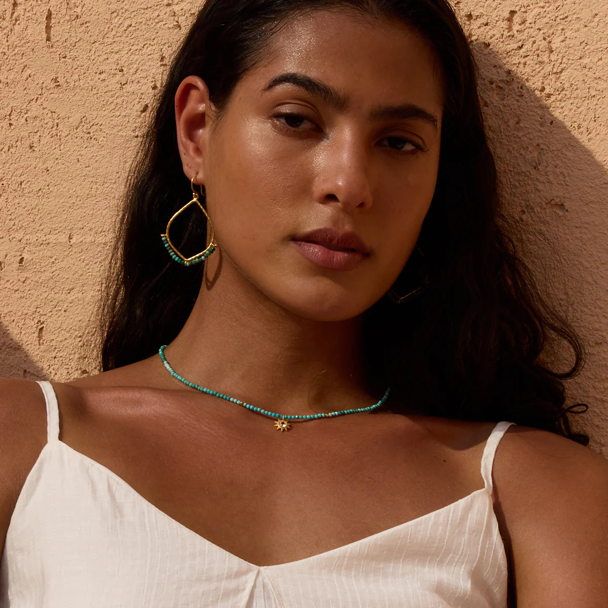 Tranquil Dawn Turquoise Sun Choker Necklace
