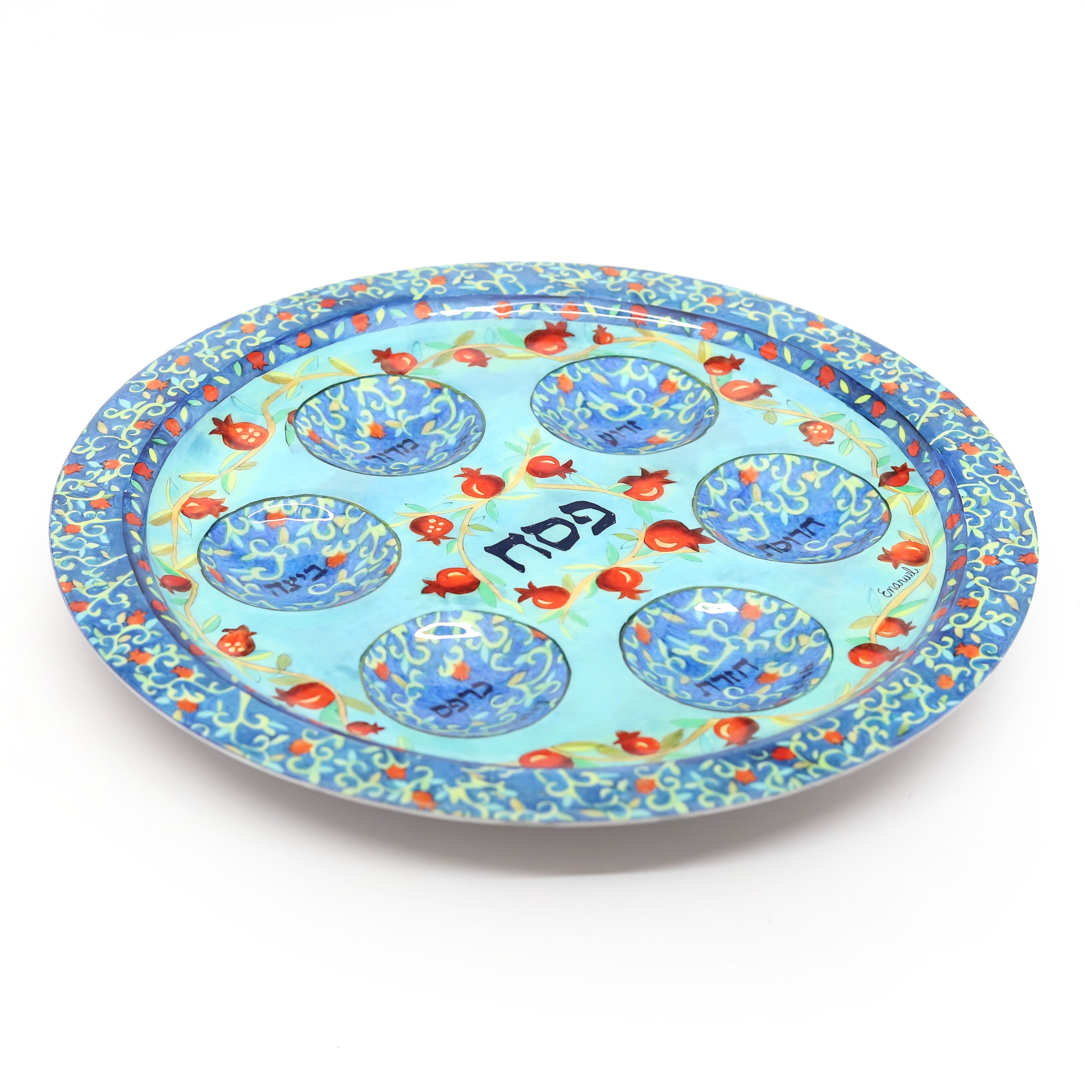 Hand Painted Aluminum Seder Plate