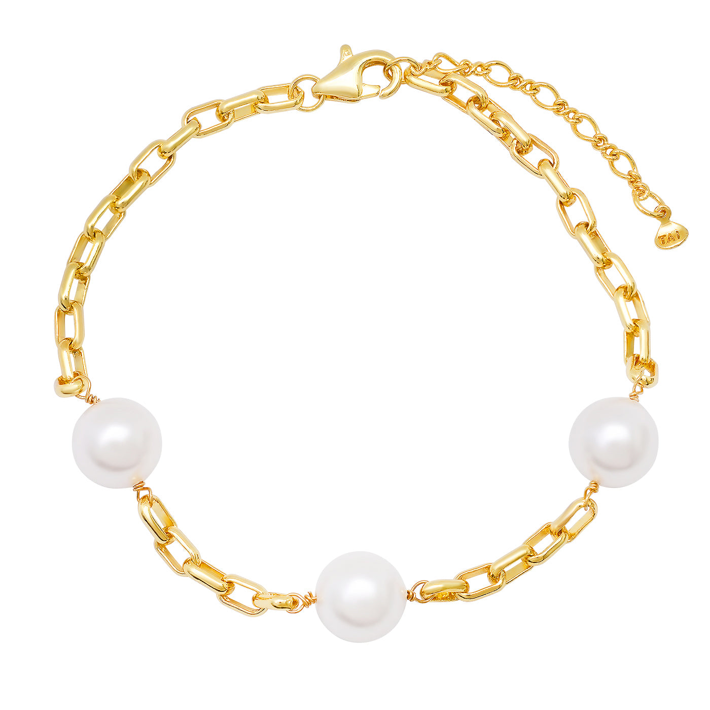 Delicate Oval Link Chain Bracelet with Pearl Stations