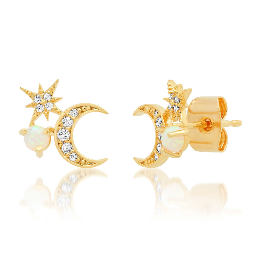 Starburst Moon Opal Stud Earrings