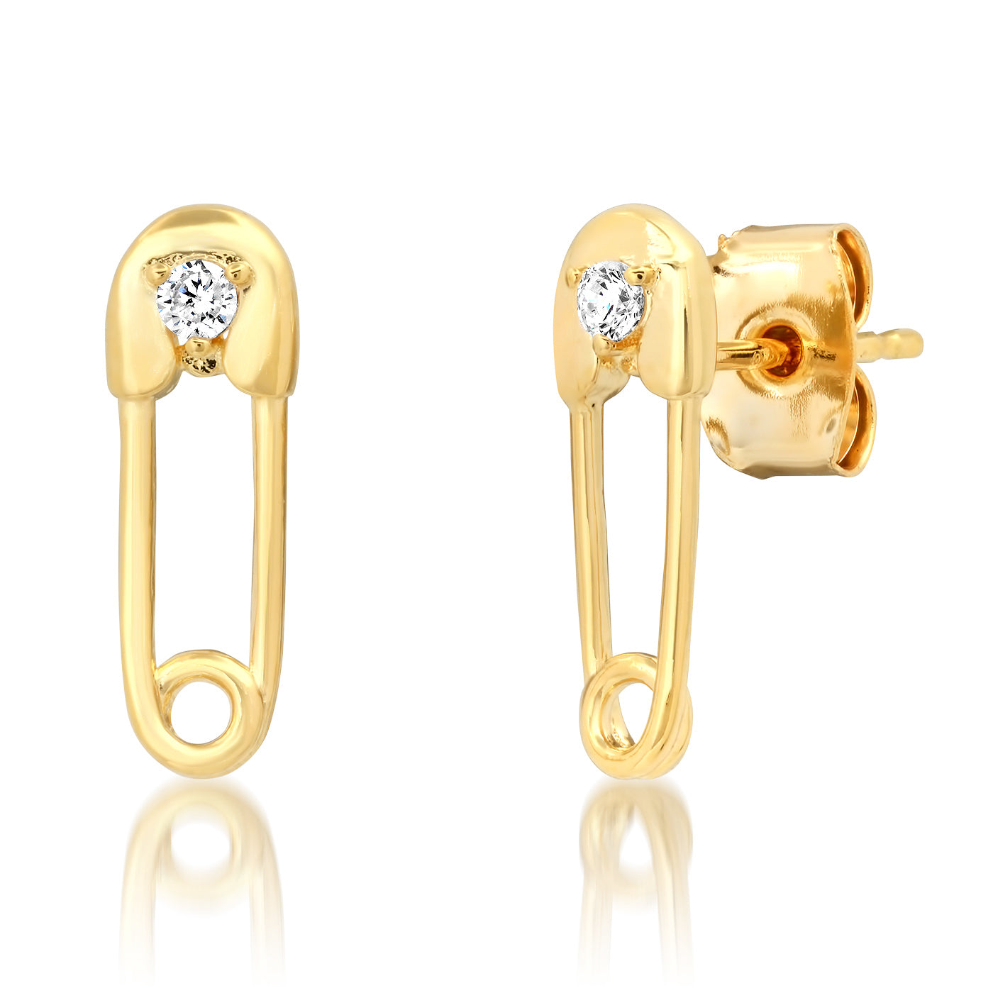 Gold Safety Pin Stud Earrings
