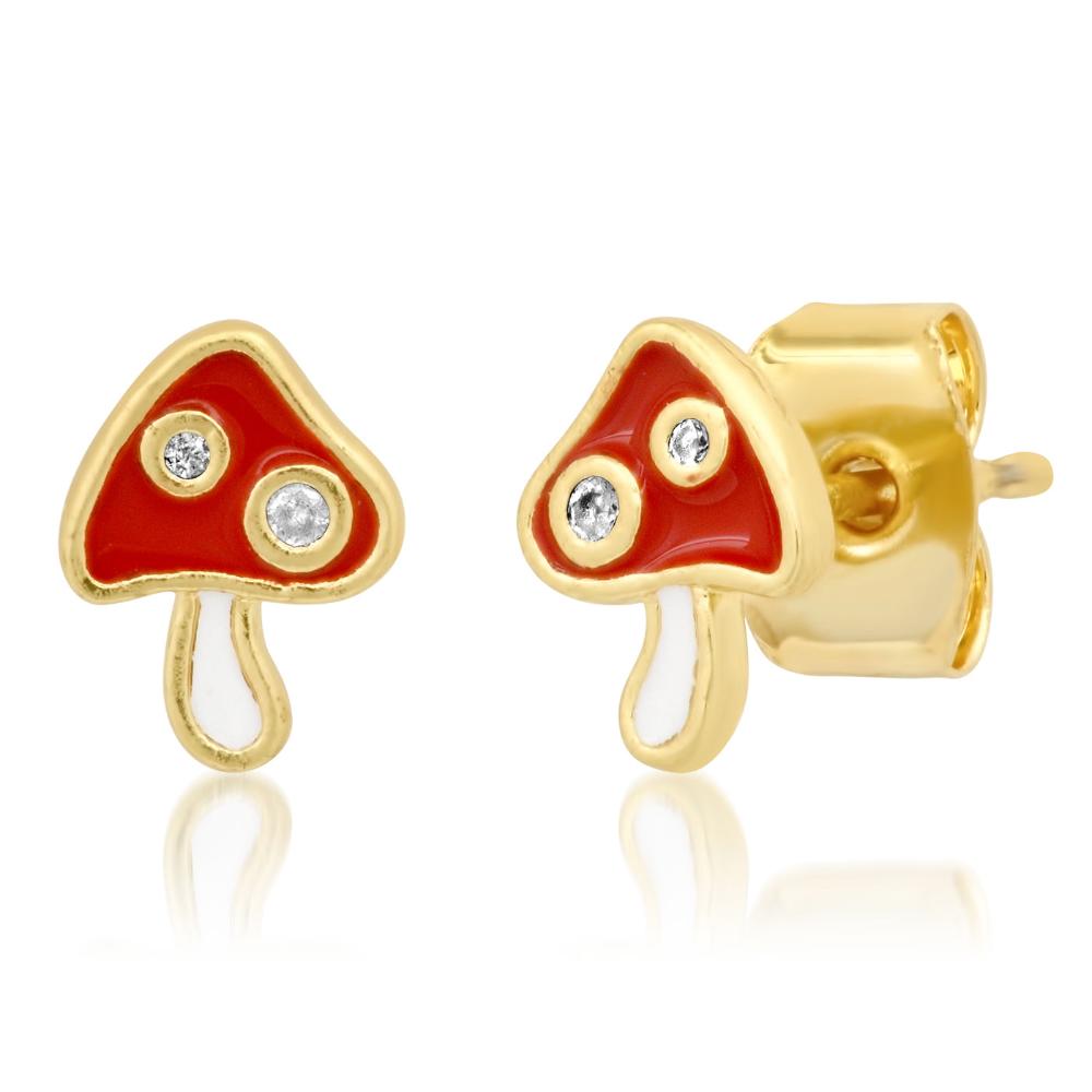 Enamel Mushroom Stud Earrings