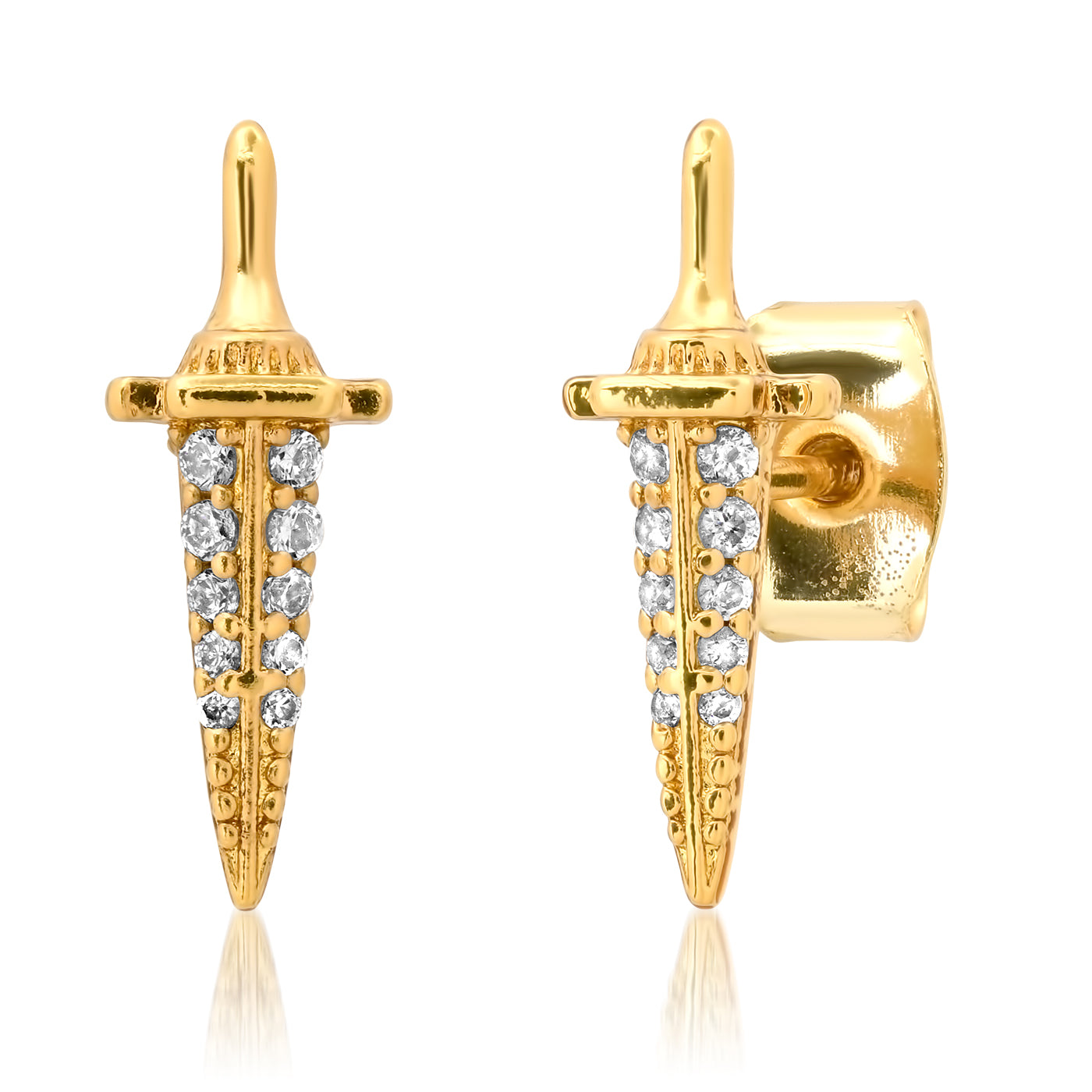 Pave CZ Dagger Stud Earrings