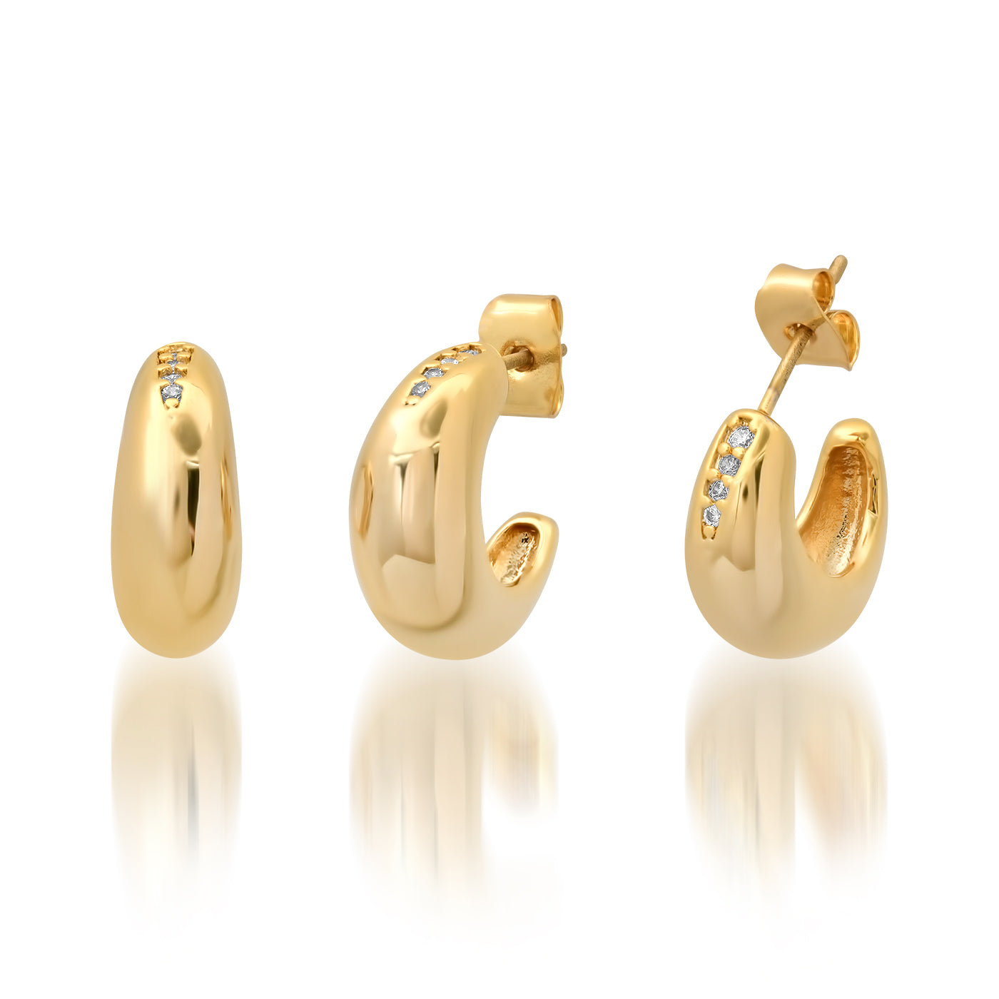 Gold Teardrop Huggie Earrings
