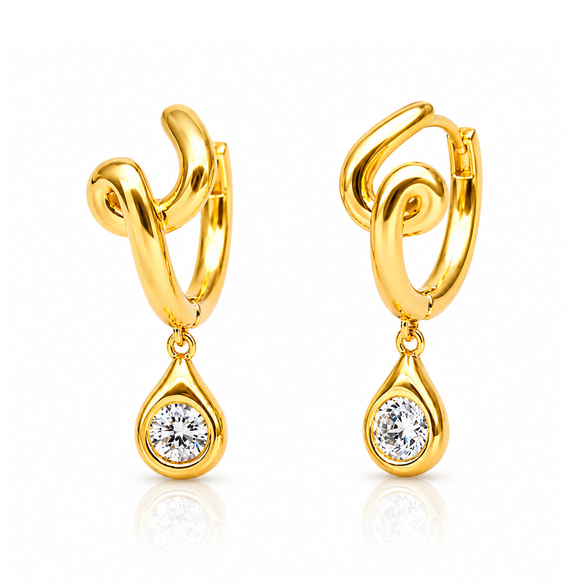 Sienna Drop Huggies Earrings