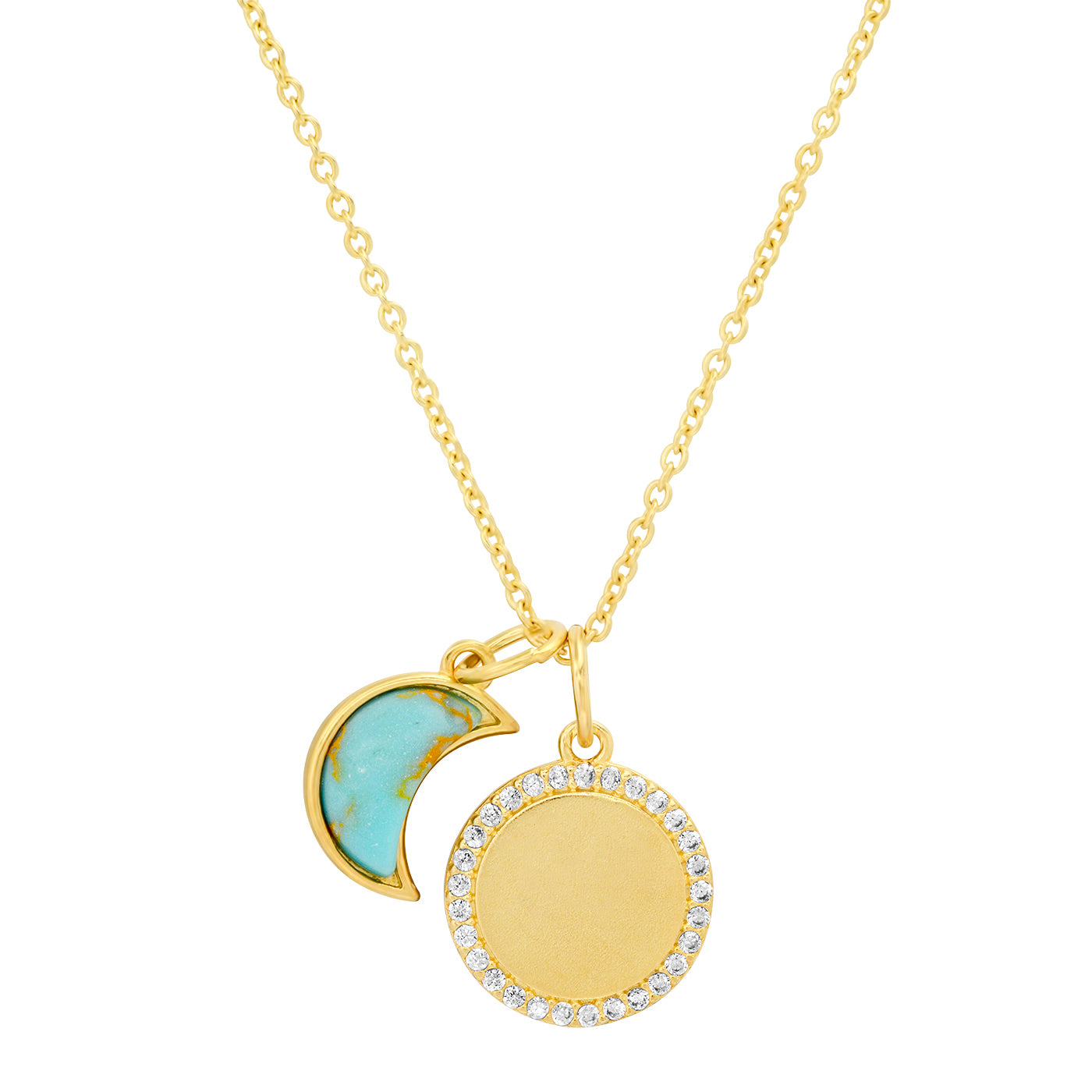 Sun and Crescent Moon Charm Necklace