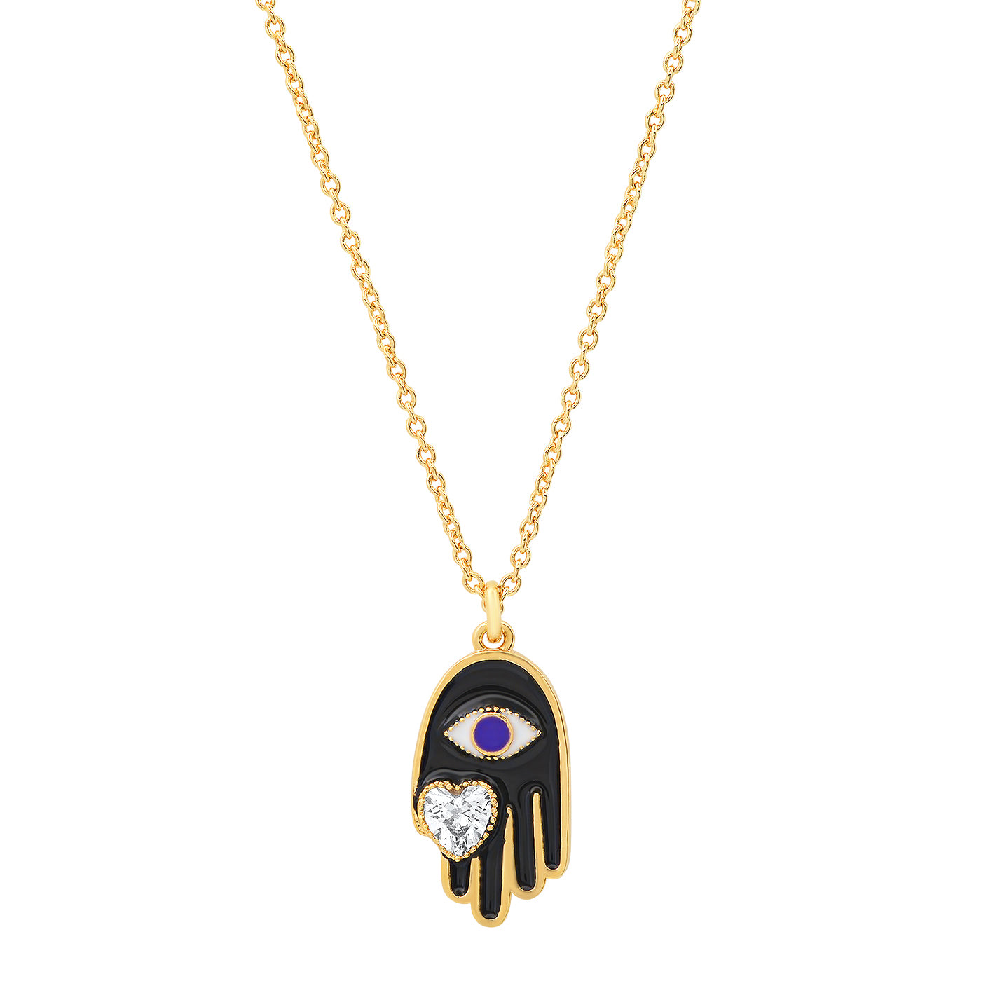 Black Enamel Hamsa Necklace