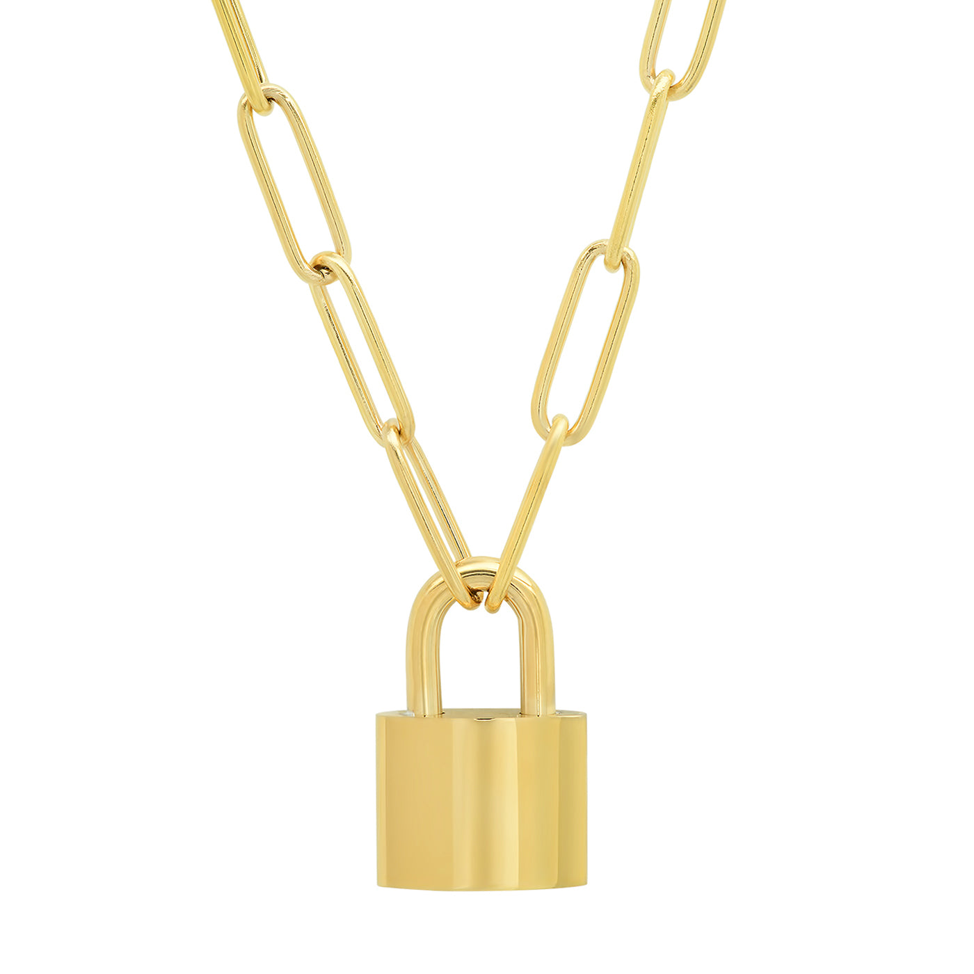 Oval Chain Link with Lock Necklace