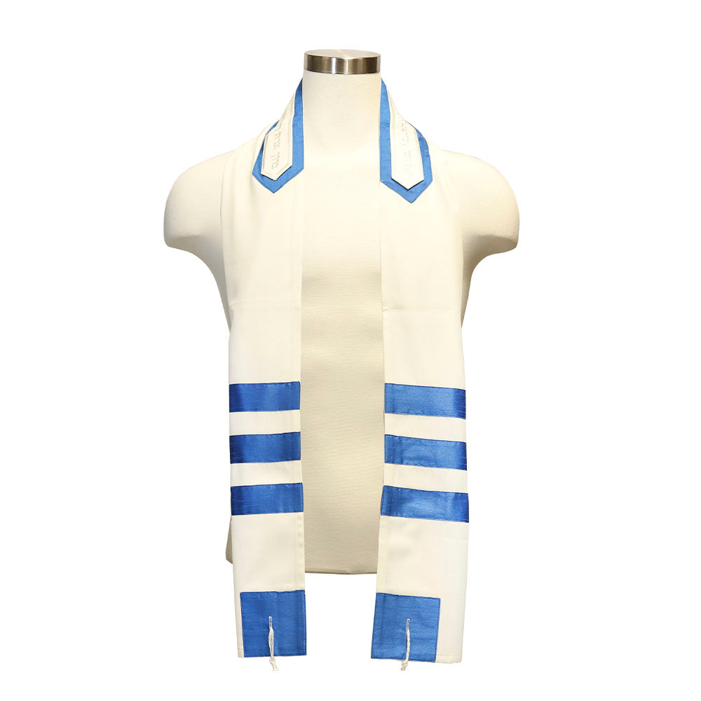 Tallit Set Triple Blue Stripes