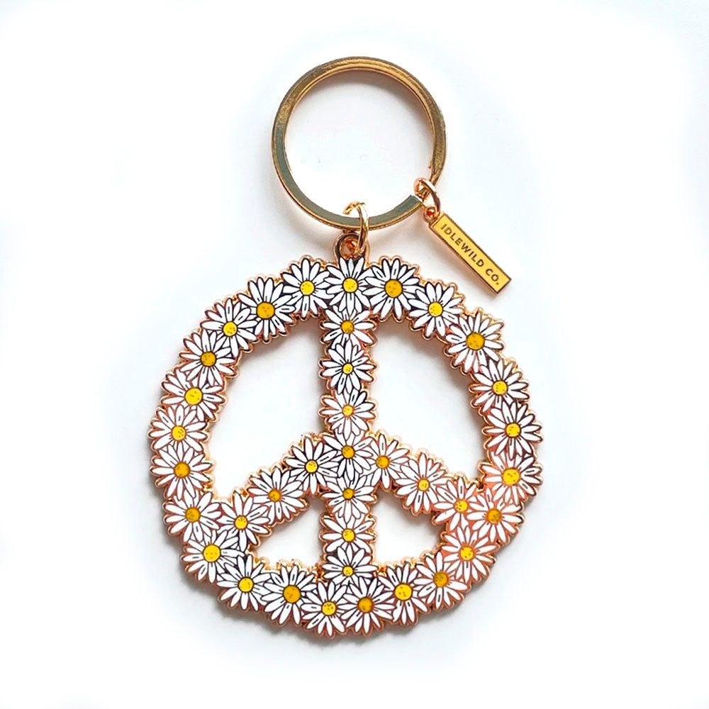 Peace Daisy Keychain