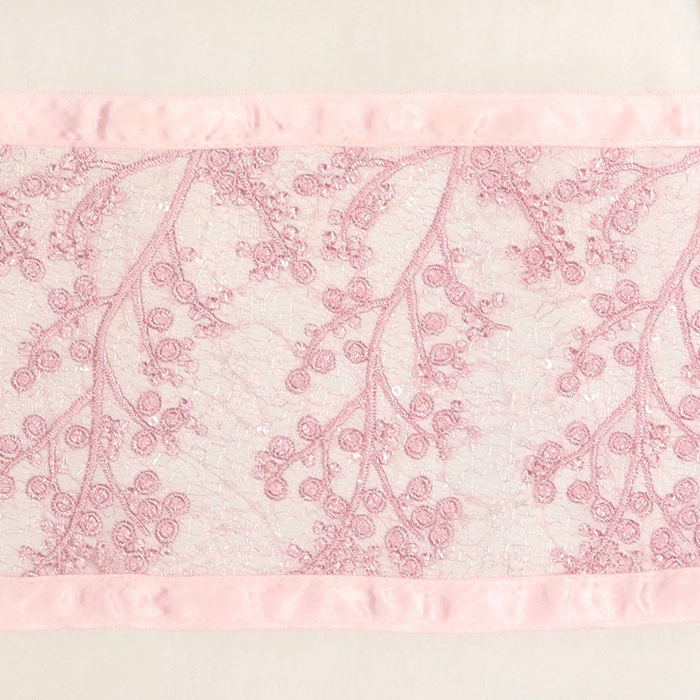 Tallit Set White Chiffon with Pink Lace