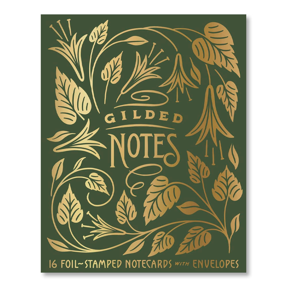 Gilded Notecards - 16 Foil-Stamped Notecards & Envelopes