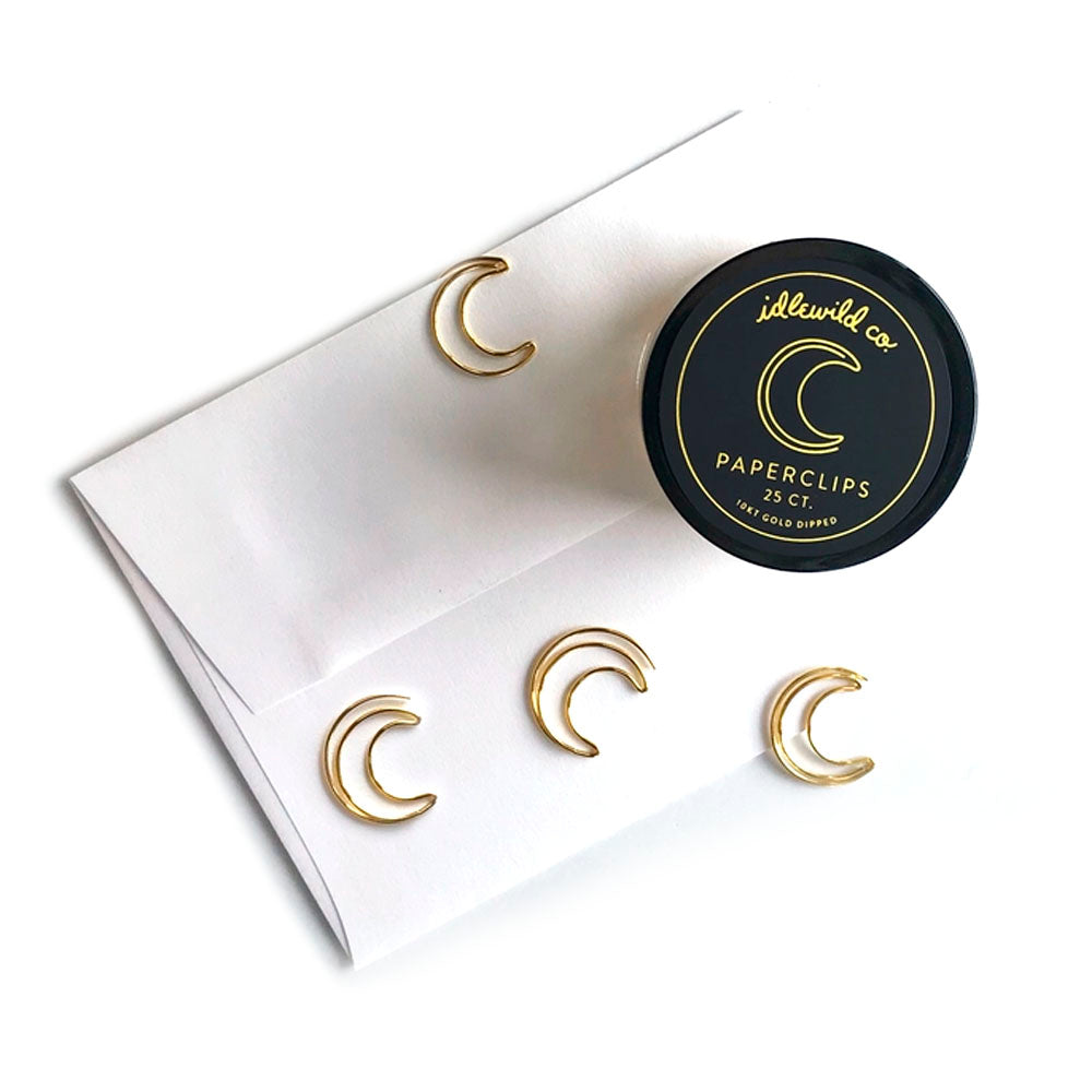 Crescent Moon Gold Plated Paper Clips