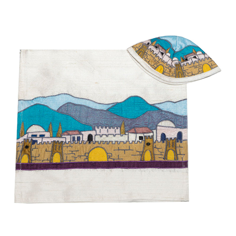 Tallit Set Embroidered Jerusalem