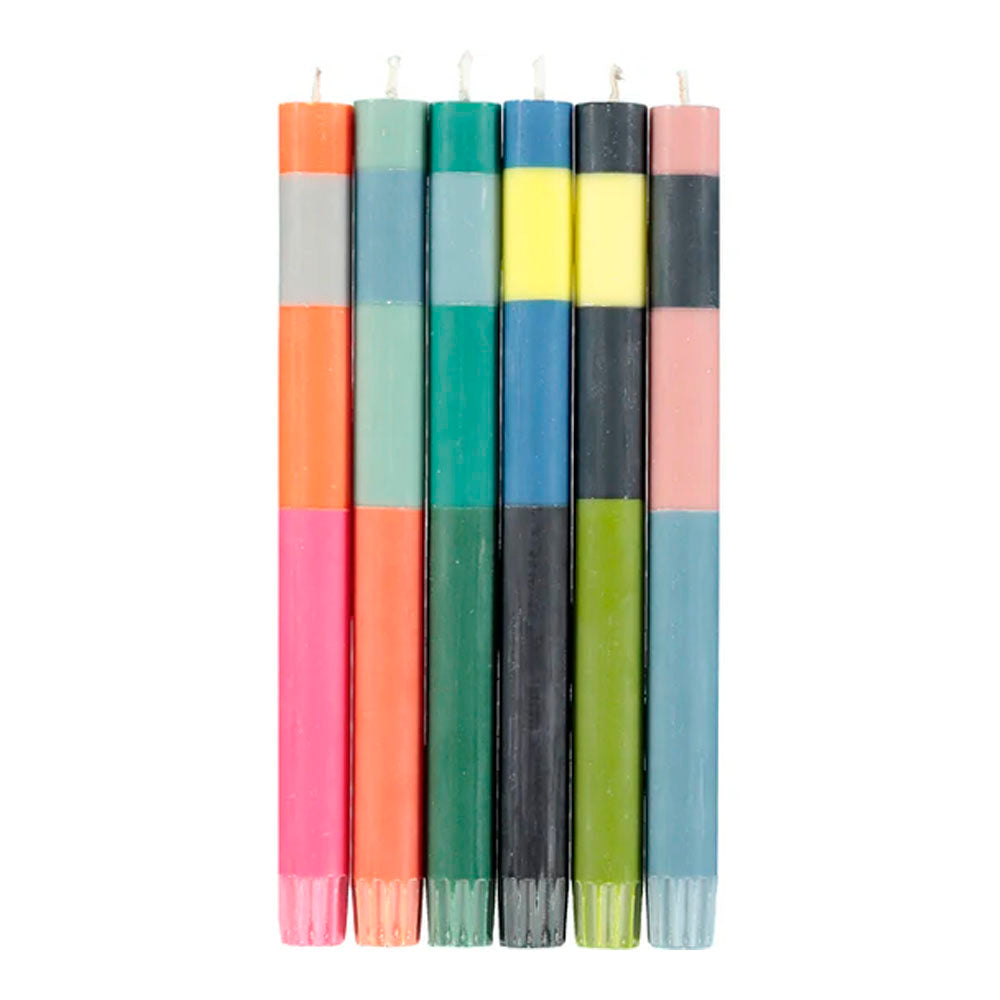 Box of 6 Mixed Abstract Stripe Pack of Candles