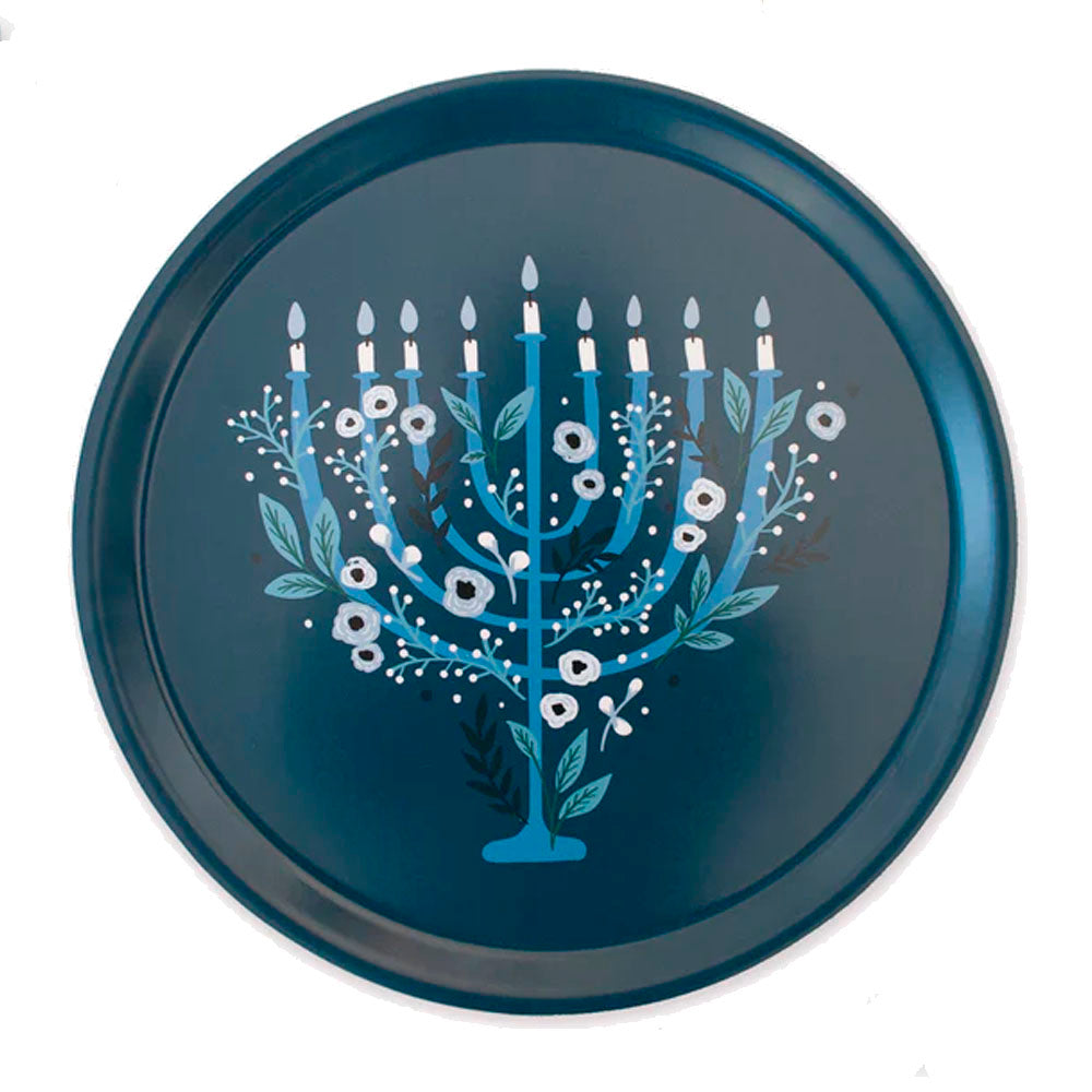 Floral Menorah Serving Tray