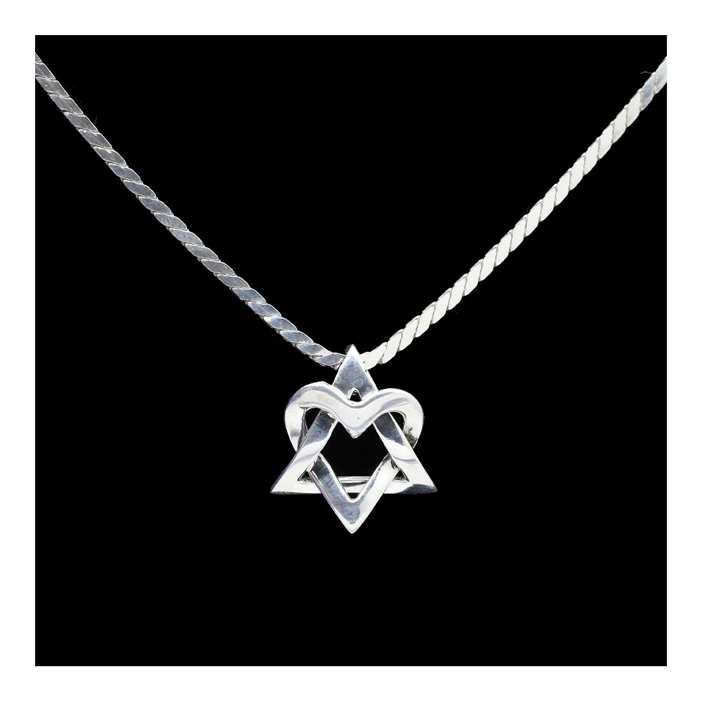 Sterling Woven Heart Star of David Necklace