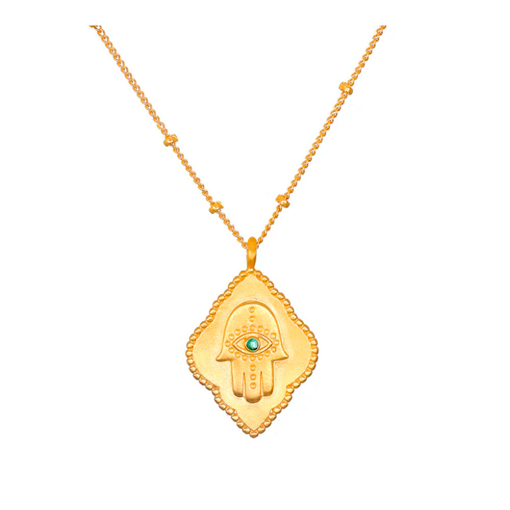 Cradled in Protection Gold Hamsa Necklace