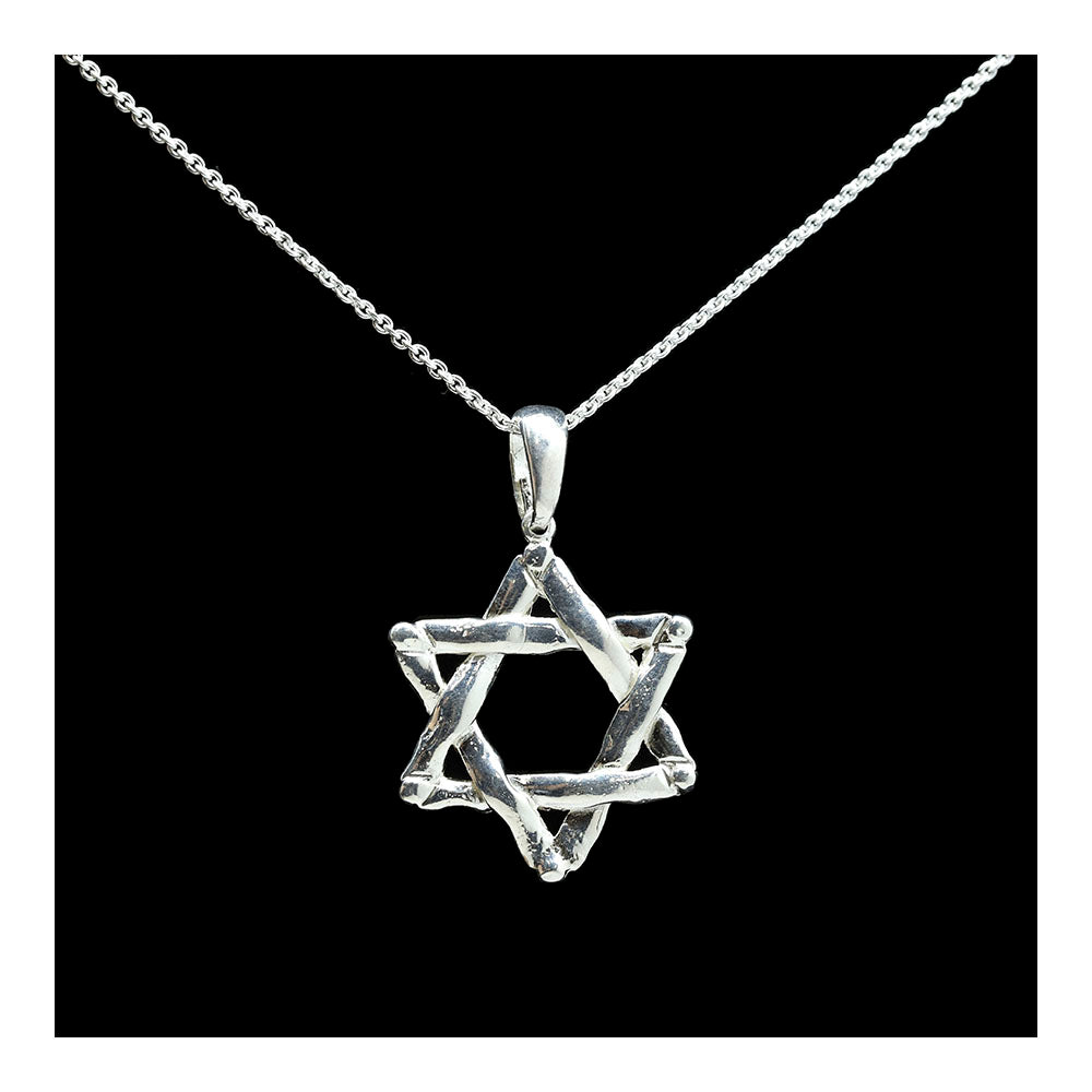 Sterling Large Woven Star of David Necklace