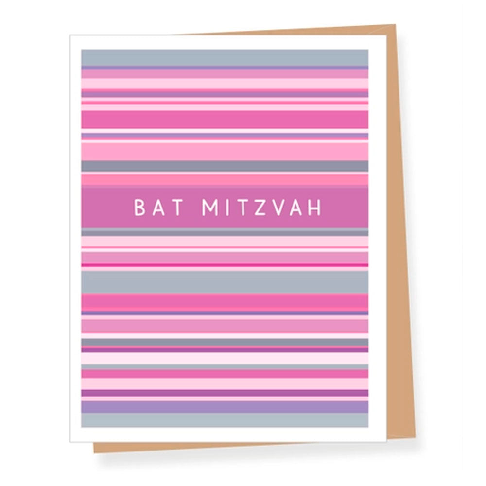 Bat Mitzvah Modern Stripes Mazel Tov Greeting Card
