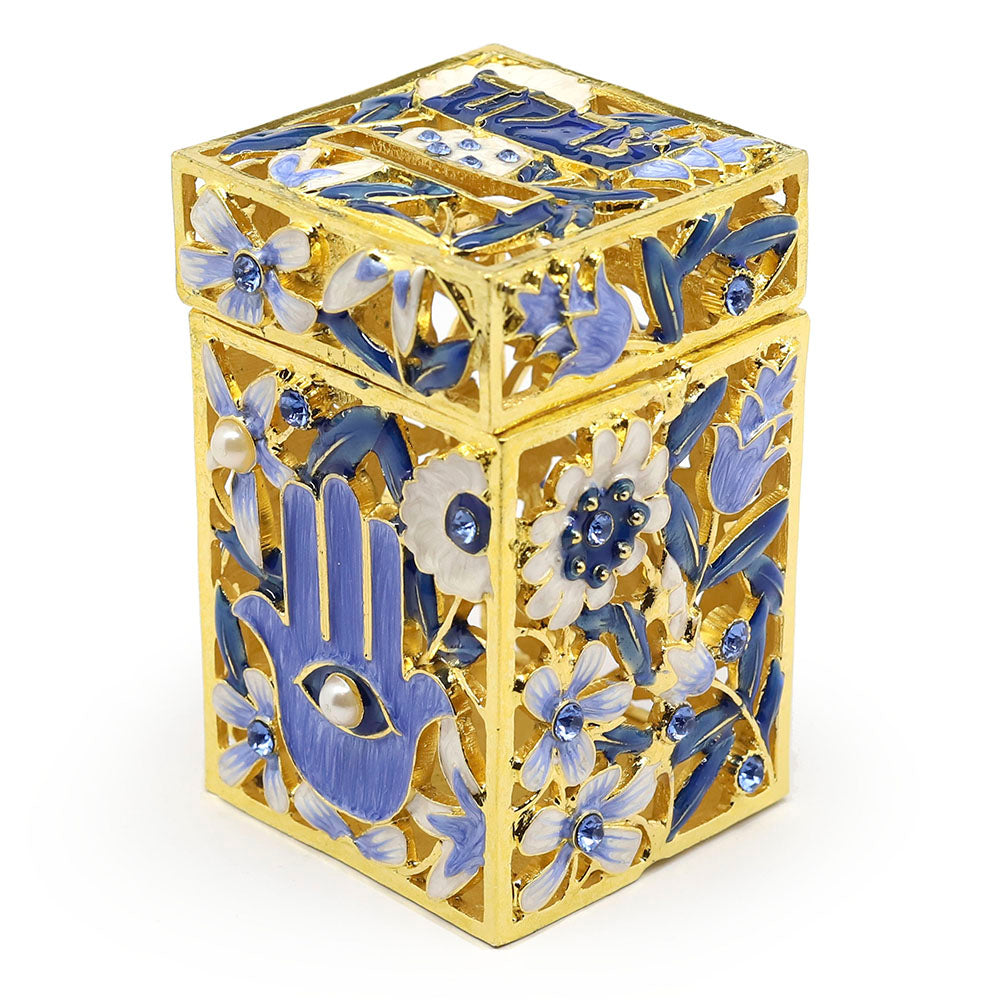 Hamsa Motif Enamel Tzedakah Box