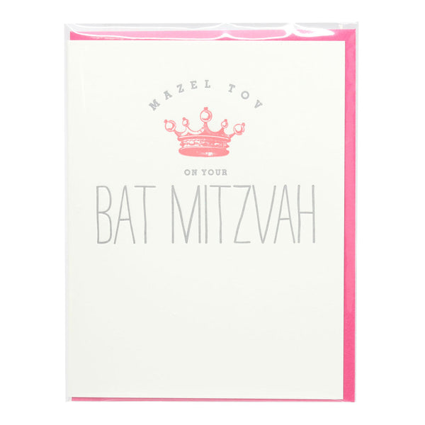 Bat Mitzvah Pink Crown Greeting Card