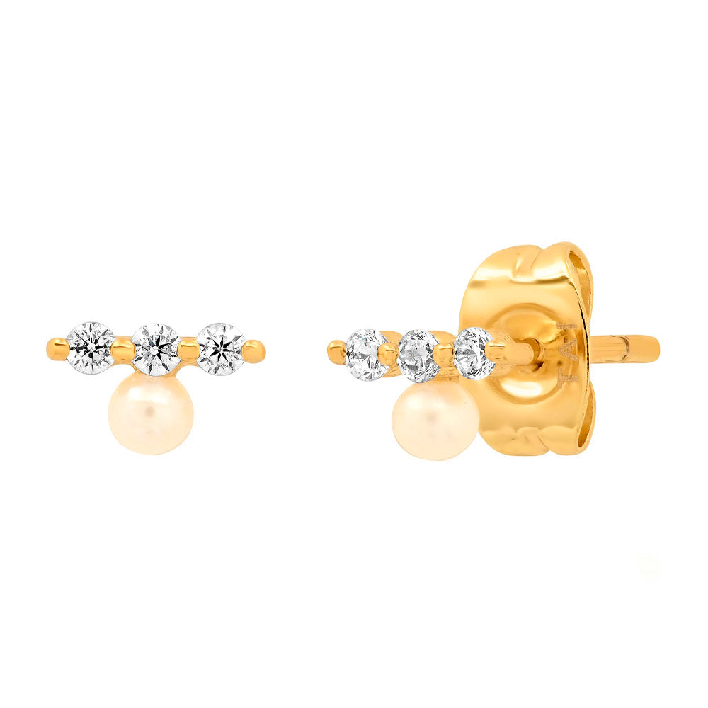 Pearl and CZ Stud Earrings