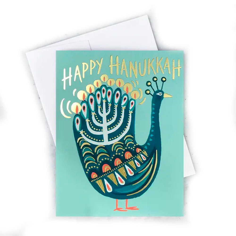 Hanukkah Peacock Card - Boxed Set of 8