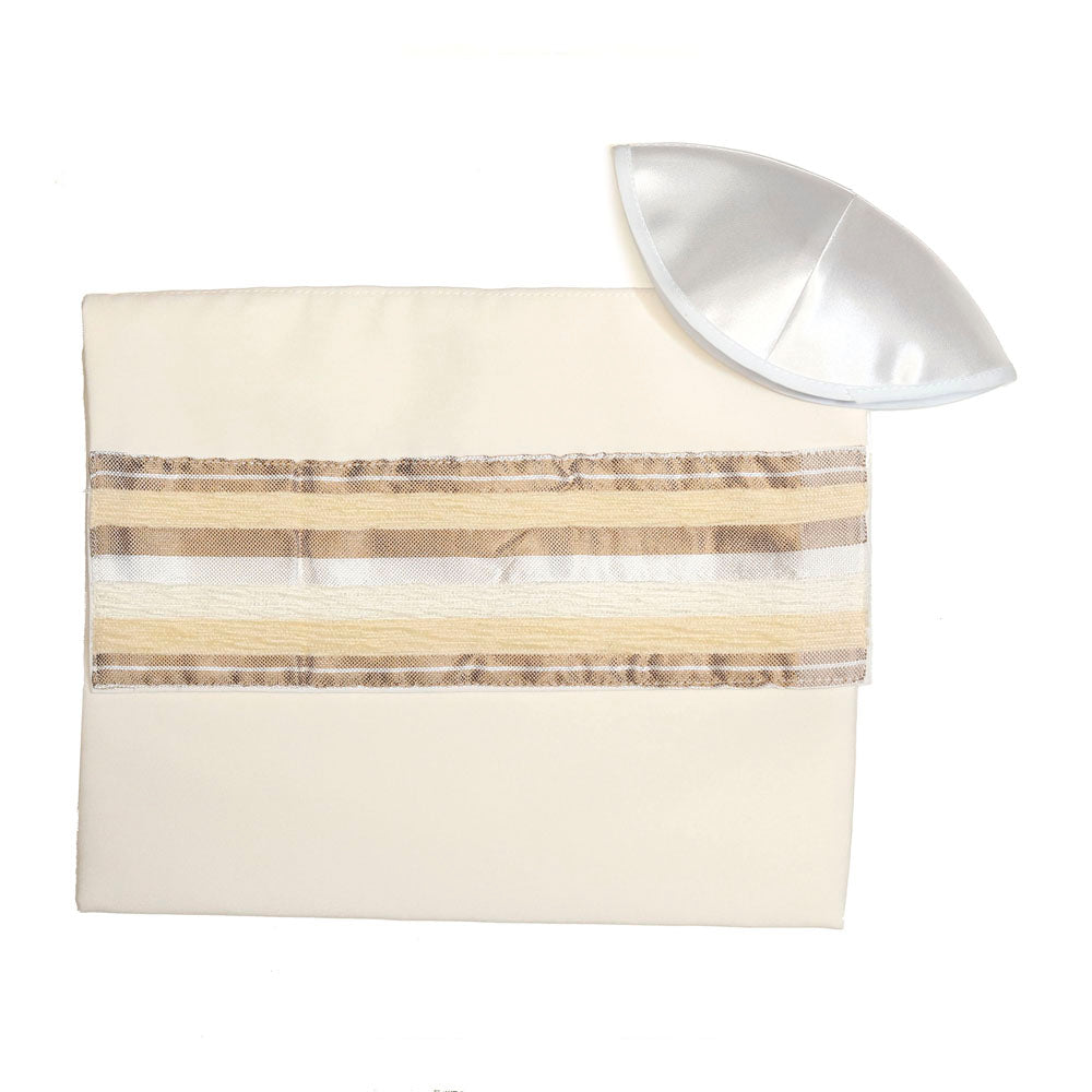 Bereshet Gold and Silver on Cream Tallit Set