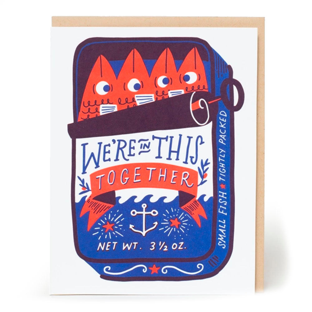 Sardines Friendship Letterpress Greeting Card