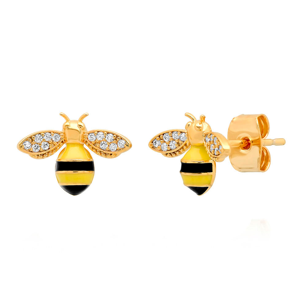 Enamel Bee Stud Earrings