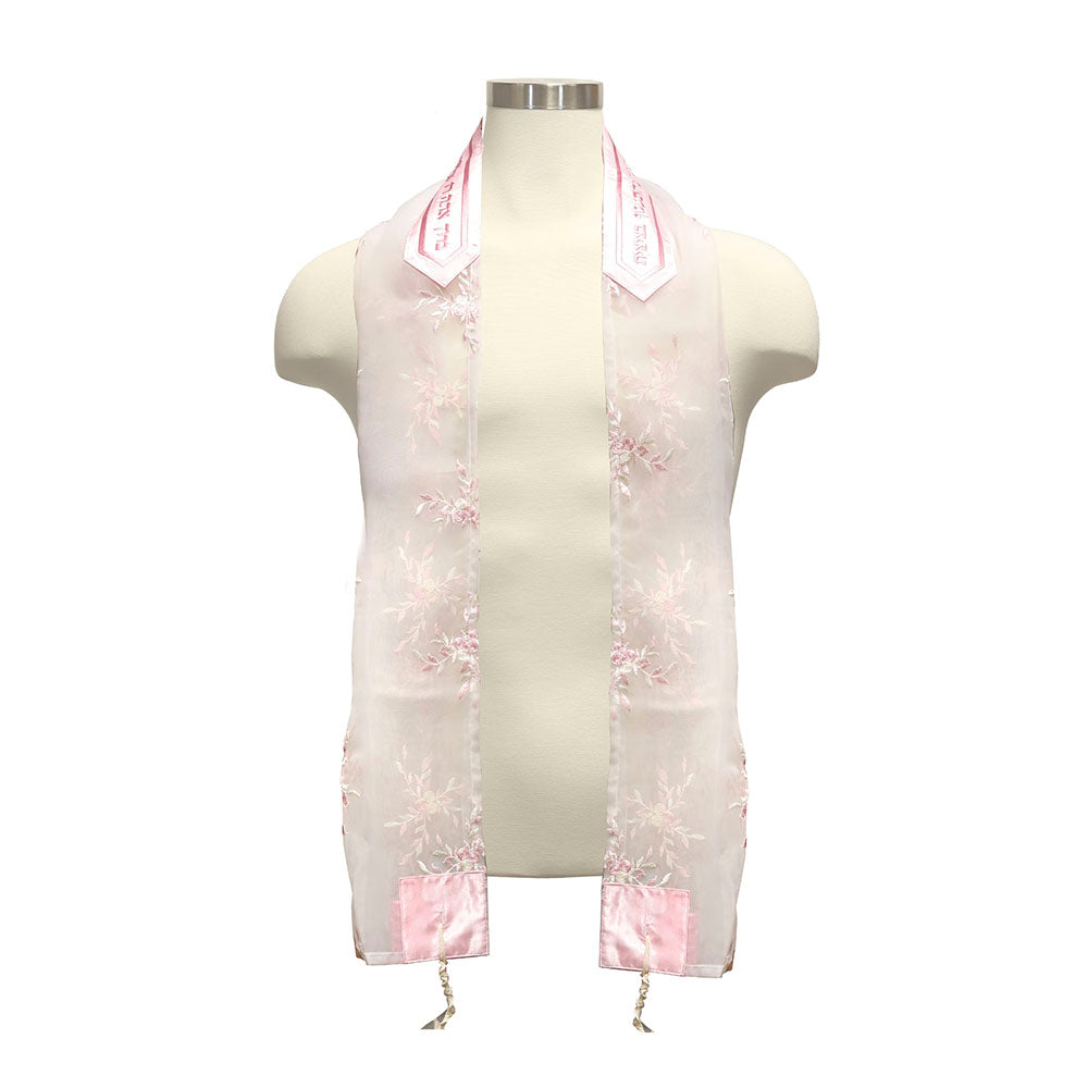 Sheer Pink Organza Flowers Tallit