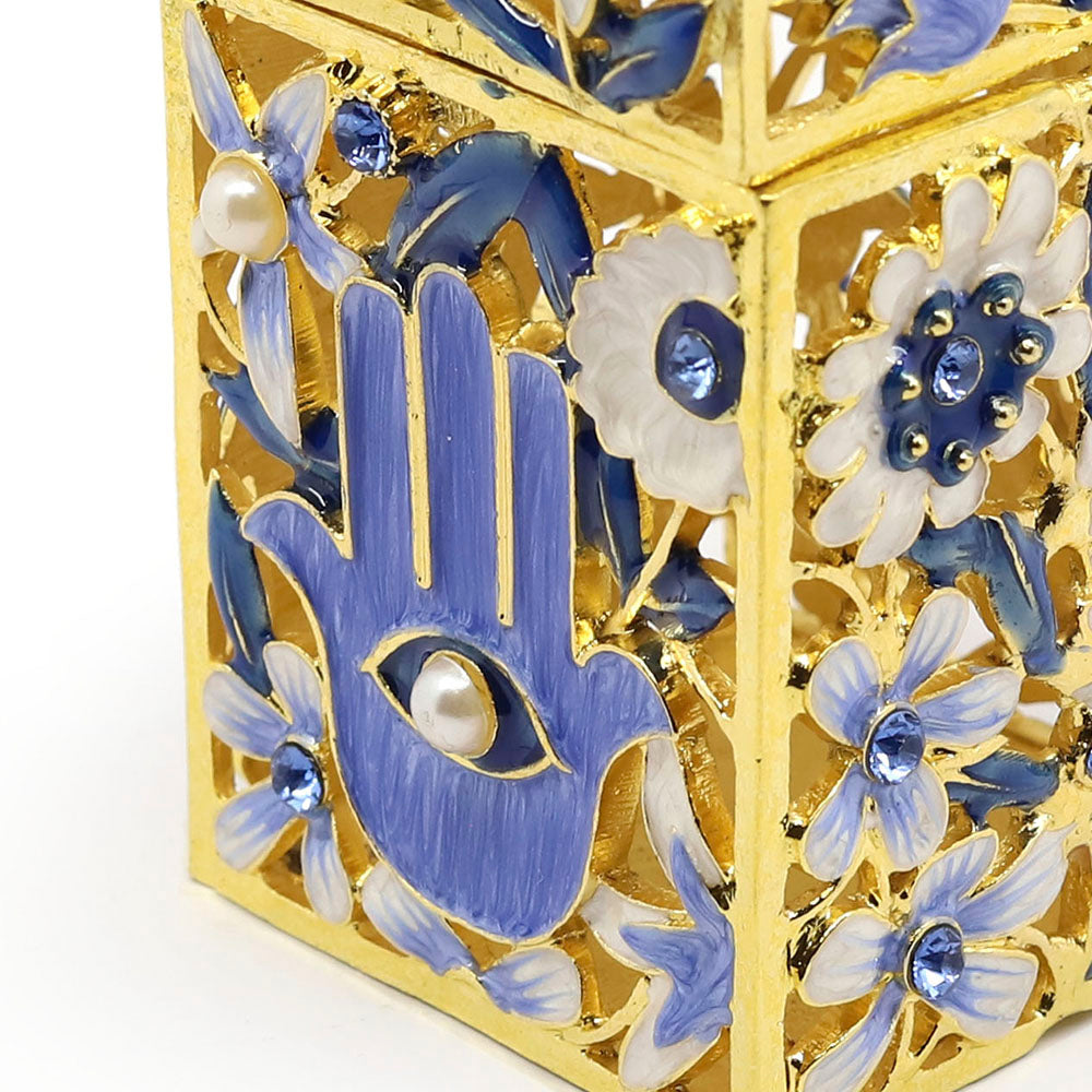 Hamsa Motif Enamel Tzedakah Box
