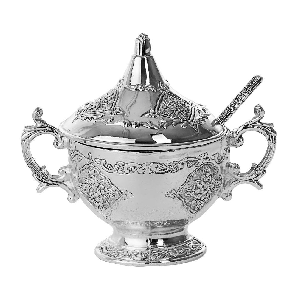 Silver Plated Honey Dish with Flower Motif