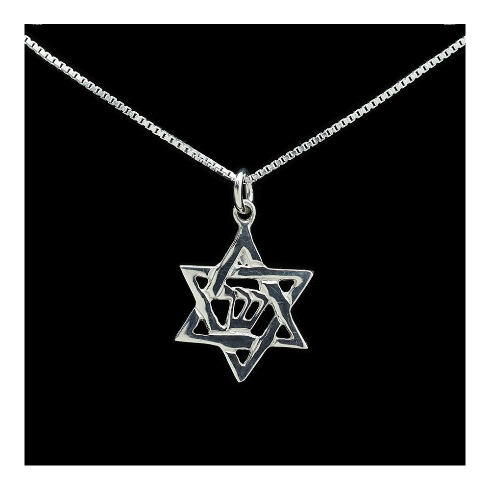 Sterling Star of David with Shin Necklace