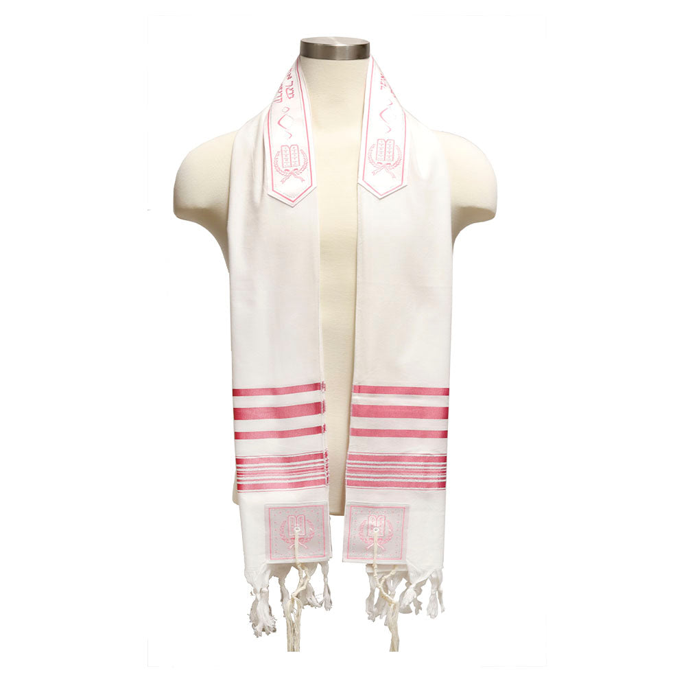 Tallit with Fuchsia and Silver Stripes