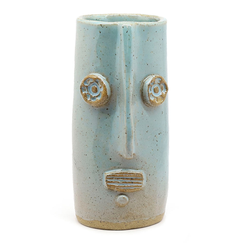 Tall Cylinder Vase with Golem Face